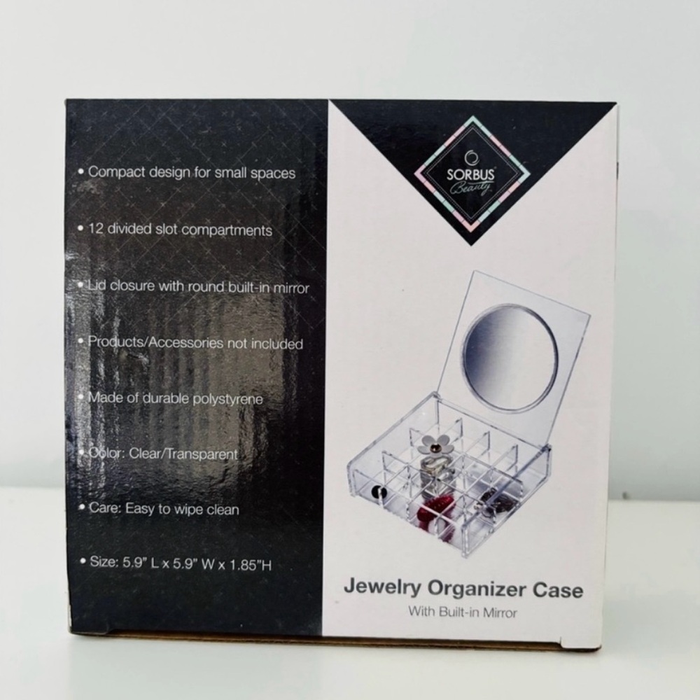 Sorbus Clear Jewelry Organizer Case with Mirror